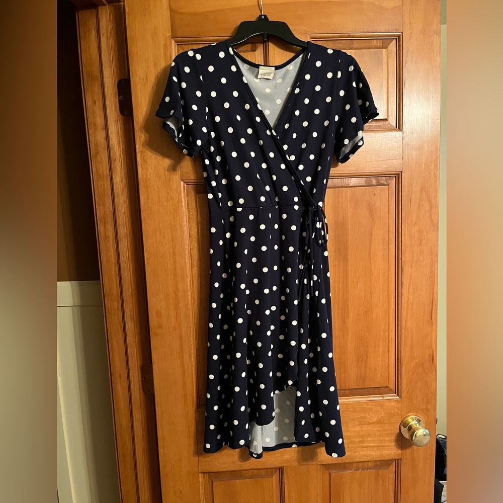 Navy blue white polka dot size medium dress